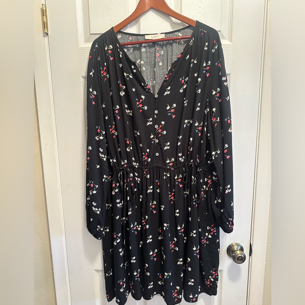 Loft Black Floral Dress